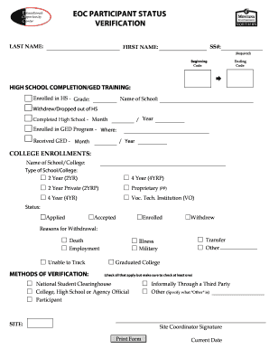 EOC Participant Status Verification Form