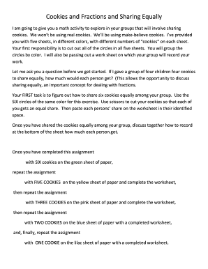 Cookies and Fractions Activity Worksheet