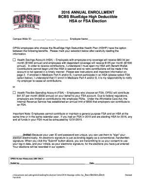 2016 BlueEdge HSA or FSA Election Form
