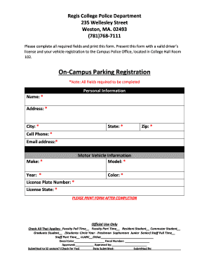 On-Campus Parking Registration Form