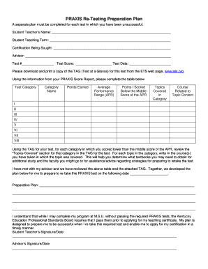 PRAXIS Re-Testing Preparation Plan