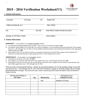 2015-2016 Verification Worksheet V1