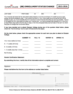 Enrollment Status Change Form