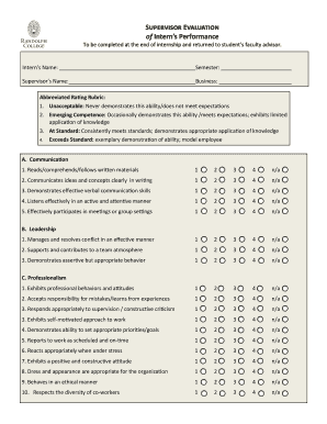 Supervisor Evaluation of Intern's Performance