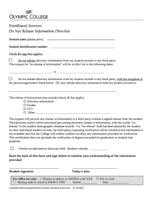 Do Not Release Information Directive