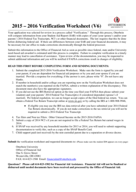 2015-2016 Verification Worksheet (V6)