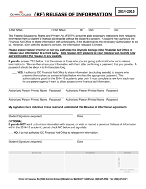 Olympic College Financial Aid Release Form