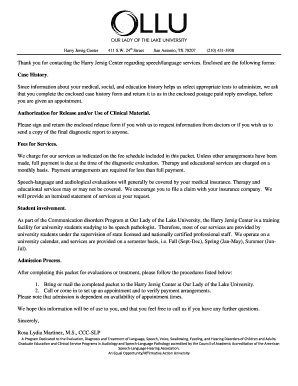 Auditory Processing Case History Form
