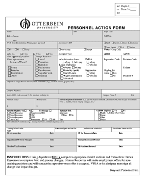 Personnel Action Form