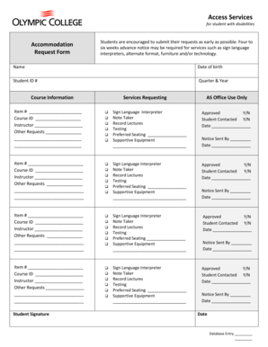Student Disability Accommodation Request Form