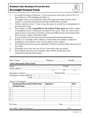 Overnight Consent Form