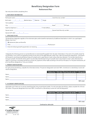 Retirement Plan Beneficiary Designation Form