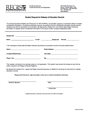 Student Request for Release of Education Records