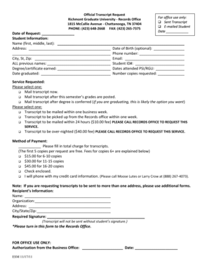 Official Transcript Request Form