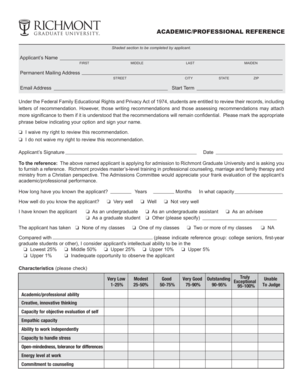 Academic Professional Reference Form
