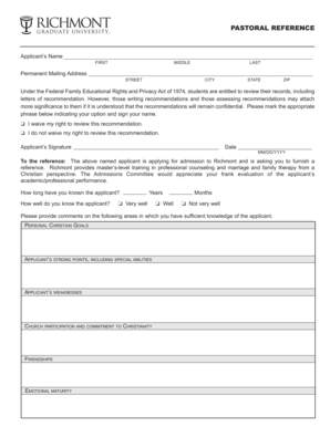 Pastoral Reference Form