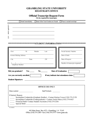 Official Transcript Request Form