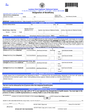 Louisiana State Employees' Retirement System Beneficiary Designation Form