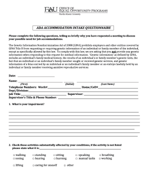 ADA Accommodation Intake Questionnaire
