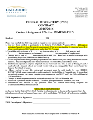 Federal Work-Study Contract