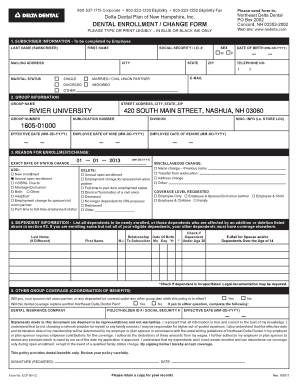 Dental Enrollment Change Form