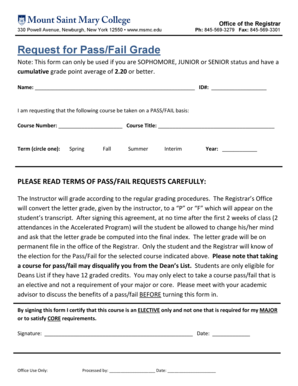Request for Pass/Fail Grade