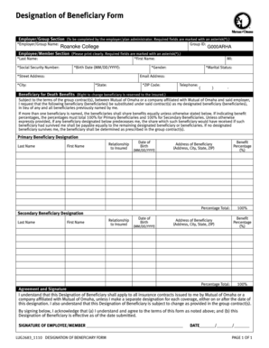 Designation of Beneficiary Form