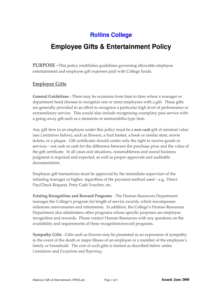 Gift & Entertainment Policy at Phyllis Seymour blog