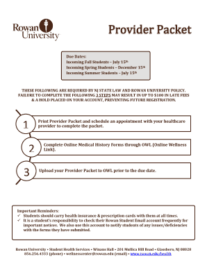 Rowan University Pre-Entrance Health Forms