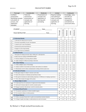 Field Activity Rubric