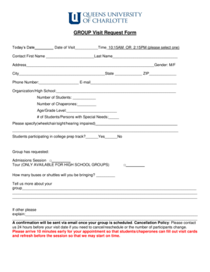 Group Visit Request Form