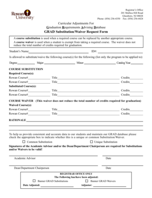 Graduation Requirements Substitution Waiver Request Form