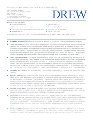 Drew University Graduate Application