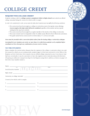 College Credit Request Form