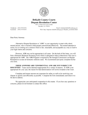 Georgia Domestic Relations Screening Form