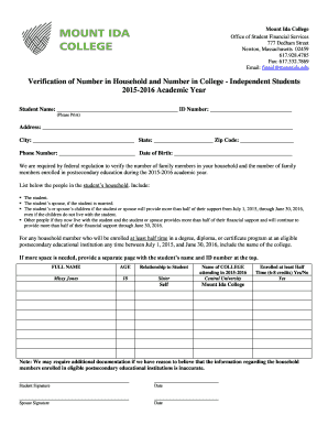 Verification of Household and College Enrollment