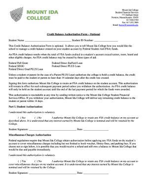 Credit Balance Authorization Form