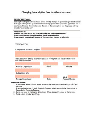 Grant Subscription Certification Form