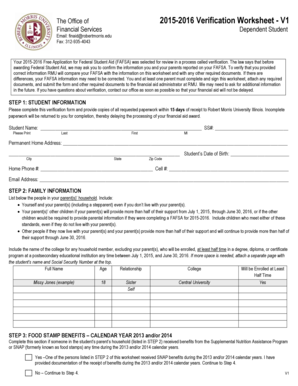 2015-2016 Verification Worksheet