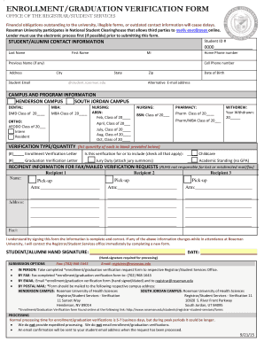 Enrollment Graduation Verification Form