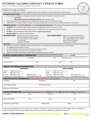 Student Alumni Contact Update Form