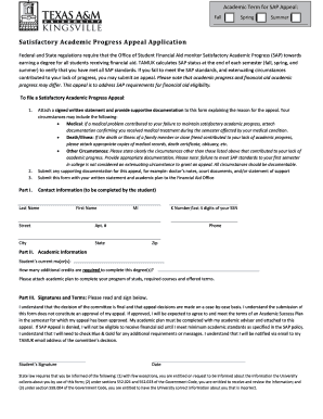 Satisfactory Academic Progress Appeal Application