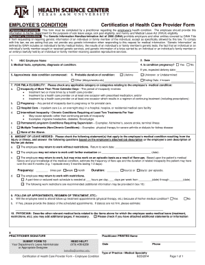 Employee Condition Certification Form