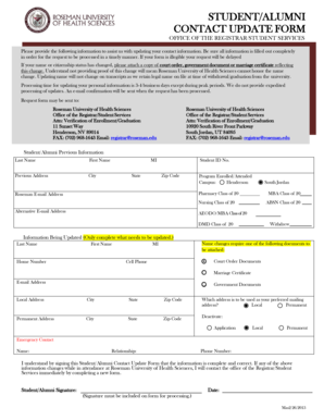 Student Alumni Contact Update Form