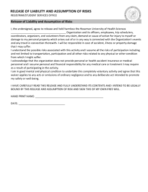 Release of Liability and Assumption of Risks