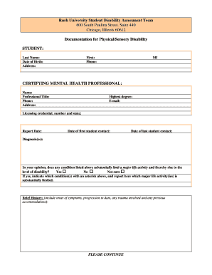 Student Disability Assessment Form