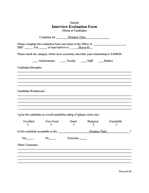 Form Sample Interview Evaluation 8 04.doc