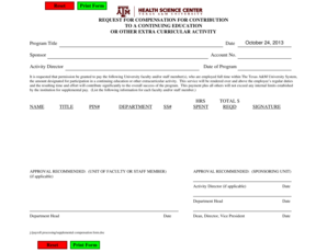 Texas A&M University Supplemental Compensation Form