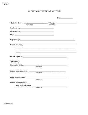 Dissertation Title Approval Form