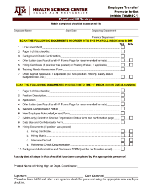 Employee Transfer Checklist
